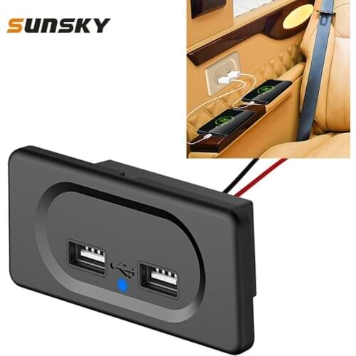 Car Charger DIY Short Cable RV Bus Modified Auto Interior Charger Dual USB Charger 4.8A /3.1A (Radom color delivery)