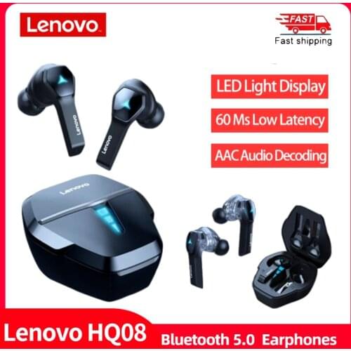 Lenovo HQ08 TWS Wireless Bluetooth Headphones With Microphone 400mAh Charging Box Earphones AAC HIFI Music Headset Gamer Earbuds