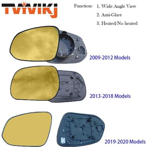TVYVIKJ side rearview mirror golden glass lens For Toyota RAV4 2009-2020 wide angle view anti glare door mirror wing