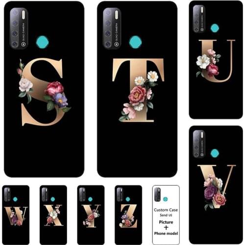 Flower 26 English Case For Tecno Pouvoir 4 Pro Pouvoir 4 LC7 Name Letters Custom Initial Soft Silicone Phone Cover Capa