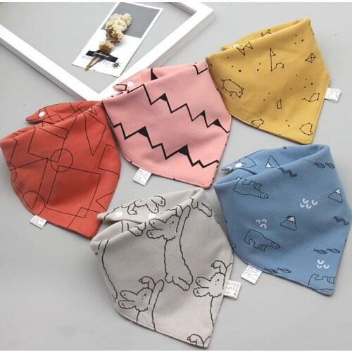 Baby Bibs Triangle Double Cotton Bibs 5 pieces/lot Cartoon Print Saliva Towel Baby Boys Girls Feeding Apron Cotton Bandana Bibs