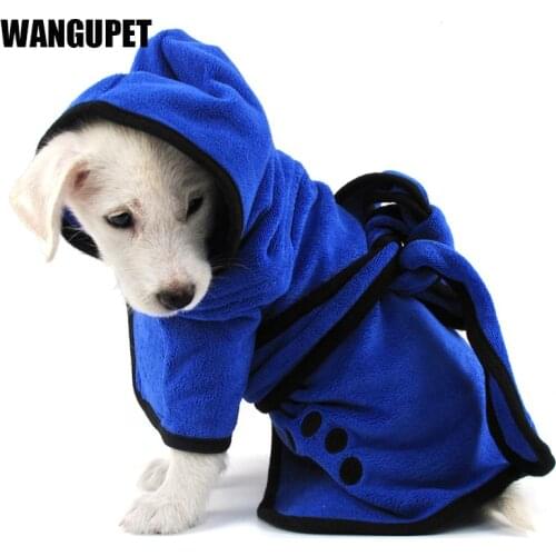 Dog Bathrobe Warm Dog Clothes Super Absorbent Pet Drying Towel Embroidery Paw Cat Hood Pet Bath Towel Grooming Pet Product
