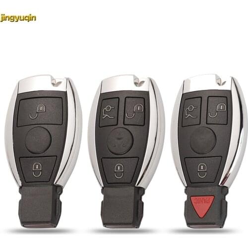 Jingyuqin 5pcs Remote Smart Car Key Fob Shell For Mercedes Benz Year 2000+ Supports Original NEC and BGA 2/3/4 Buttons Key Case