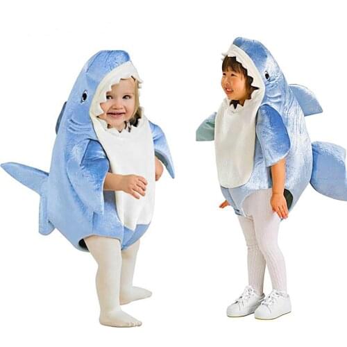 Childrens Sharks Cosplay Costumes Kids Jumpsuit Cosplay Costume Shark Stage Clothing Fancy Dress Halloween Christmas Props