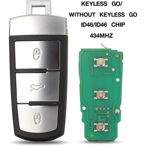 Kutery 3 Buttons Smart Remote Car Key Fob For Volkswagen 3C0 959 752 BA 434Mhz id46 ID48 Chip fit VW Passat B6 3C B7 Magotan CC