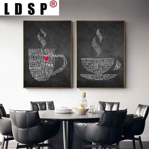 LDSP Coffee Tea Creative Letter Canvas Painting Wall Art Print Poster Picture Modern Kitchen Dinging Room Home Decor