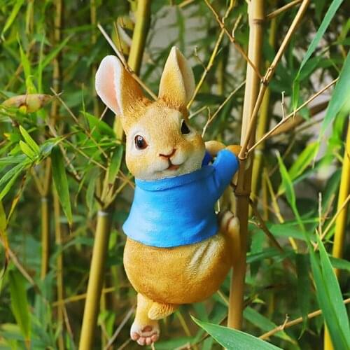 Cute Animal Rabbit Pendant Courtyard Resin Crafts Art Statues Outdoor Decor Garden Yard Cute Supplies