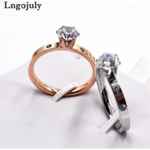 Fashion Titanium Steel Rings Wedding Ring Jewelry Engagement Rosegold Titanium Ring For Women Anniversary Party Jewelry GIfts