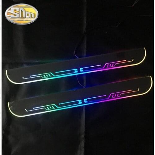 2PCS Colorful Acrylic Moving LED Welcome Pedal Car Scuff Plate Pedal Door Sill Pathway Light For Toyota RAV4 2009 - 2020