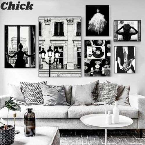 Nordic Posters Window Life Wall Art Canvas Painting Black White Girl Pineapple And Prints Wall Pictures For Living Room Decor