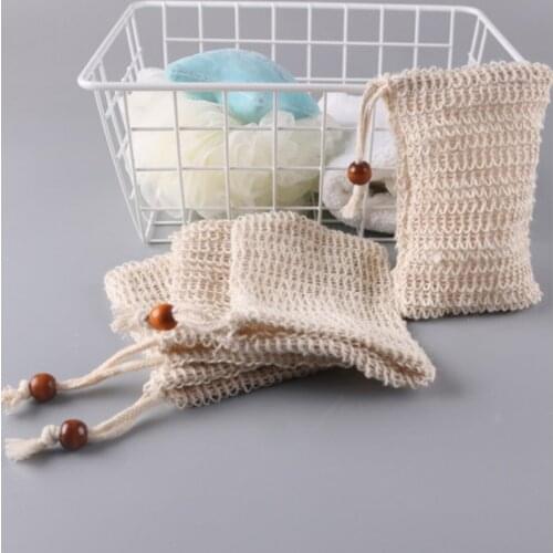 Natural Eco-Friendly Sisal Soap Saver Bag Net Comfortable Bubble Blister Mesh Exfoliator Foaming Net Beads