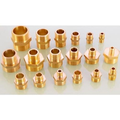 1/8" 1/4" 3/8" 1/2" 3/4" 1" BSP Male Brass Pipe Equal Reducing Hex Nipple Fitting Adapters Connector Water Home Garden