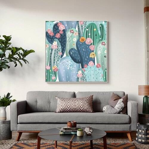 Large Tropical Plant Posters And Prints Cactus Flower Wall Art Canvas Painting Pictures Minimalist Nordic Decoration Home