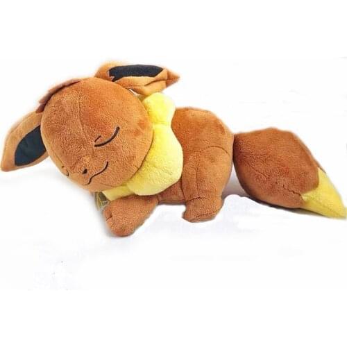 35cm Sleeping Eevee Stuffied Animal Plush Toys Cute Doll PP Cotton Christmas Birthday Gifts