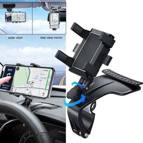 Dashboard Car Phone Holder 360 Degree Mobile Phone Stands Rearview Mirror Sun Visor GPS Stand Phone Holder With Parking Card