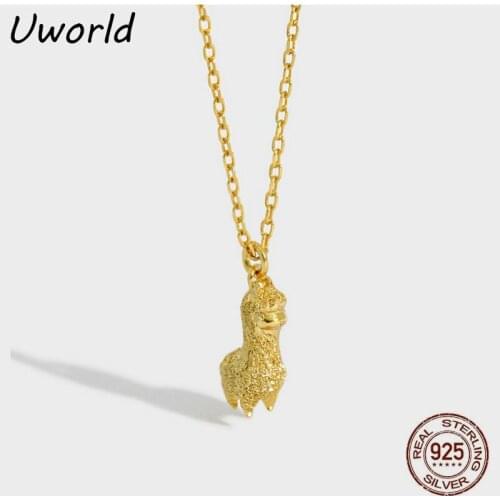 Simple Mini Alpaca S925 Sterling Silver Sheep Pendant Necklace 18K Gold Plated Alpaca Pendant Necklace Fashion Jewelry