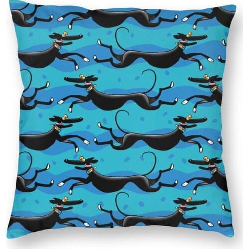 Luxury Blue Zoomies Pattern Throw Pillow Case Home Decorative Custom Square Whippet Dog Cushion Cover Pillowcover Living Room