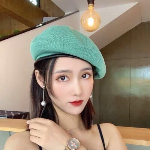 2020 Fashion Female Summer Thin Breathable Painter Hat Black Green Blue Beret Femme Octagonal Women Girls Hat Boinas De Mujer