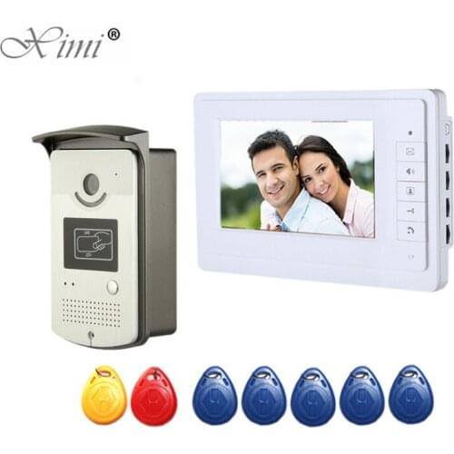 125KHZ RFID Smart Card Door Access Control System 1000 User ID Card Reader 7 Inch Video Door Phone Video Intercom System