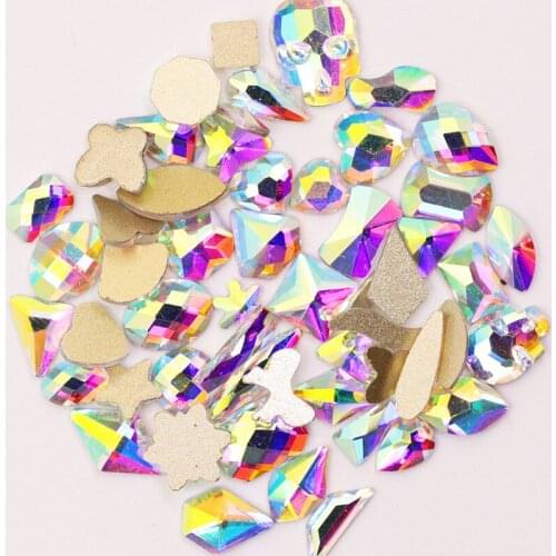 100PCS Rhinestones for Nails Art Rhinestones Snowflake/Heart/Horse Eyes/Waterdrop Multi Shapes ab Crystal Nail Gems DIY Nail ART