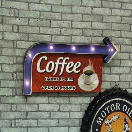 LED shop signs indoor bar vintage metal signs ornaments iron sheet painted background wall decoration cafe decor funny signs
