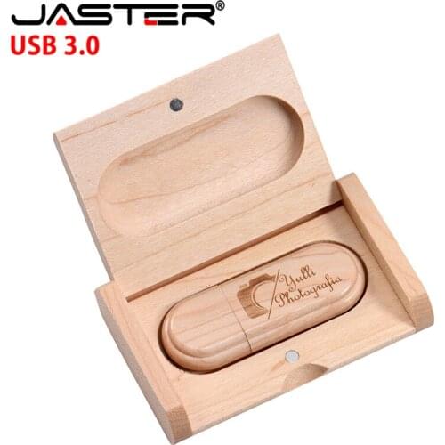 JASTER USB flash drives USB 3.0 Fashion Creative promotion free custom logo wooden Elliptical wood gall pendriver 4/8/16/32/GB