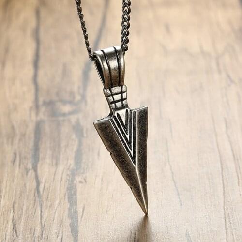 Vintage Arrow Pendant Necklace for Men Stainless Steel Male Jewelry Fashion Gift