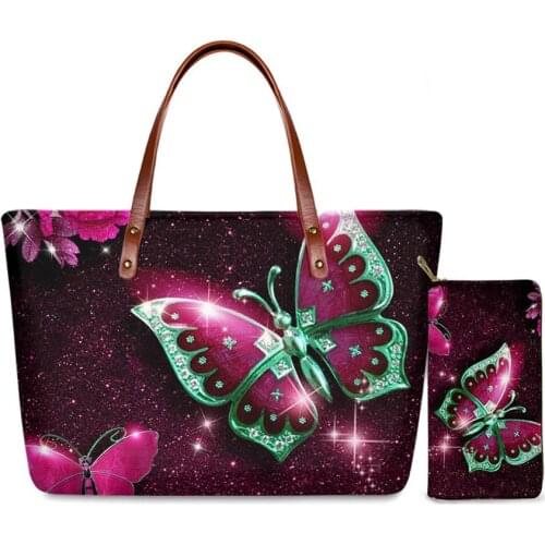 HYCOOL Vintage Retro Soft PU Leather Ladies Large Shoulder Bags Fashion Butterfly Pattern Women Purse Handbags Girls Bag 2020