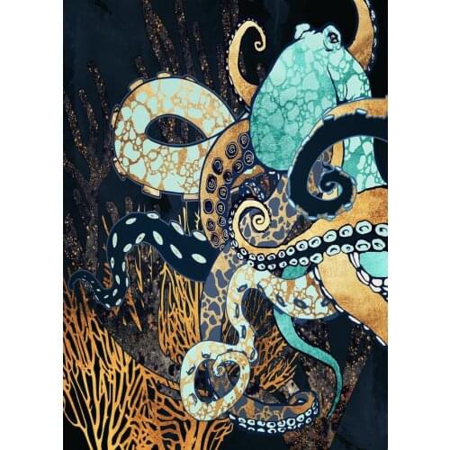 Octopus Vintage Room Posters Prints Abstract Canvas Ocean Animal Coastal Wall Art Pictures Canvas Painting Home Wall Decoration