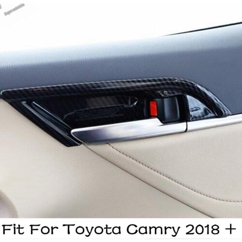Lapetus Inner Door Doorknob Handle Bowl Cover Trim Accessories Interior ABS For Toyota Camry 2018 - 2021 Matte Carbon Fiber Look
