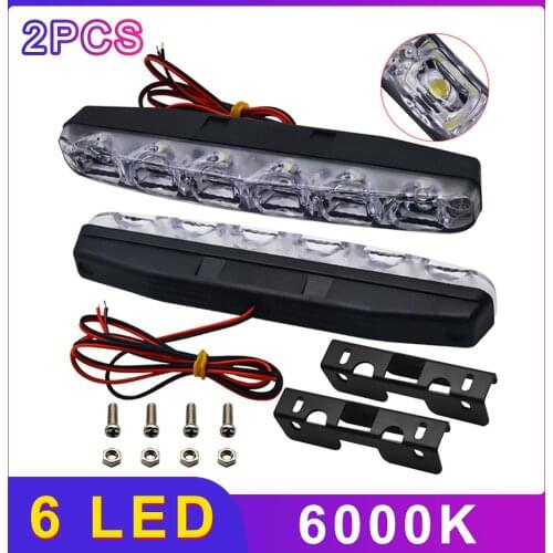 2pcs LED Car Daytime Running Lights 12W DRL 6 LEDs DC 12V 6000K Car Styling Waterproof Automobile Steering Light