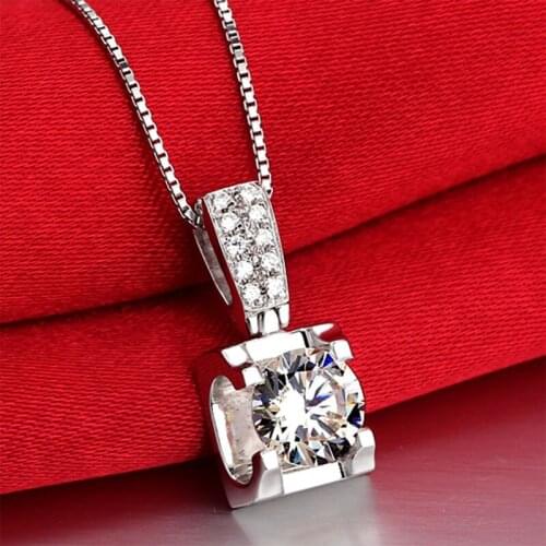 High-grade Beautiful 925 Sterling Silver Jewelry Necklaces For Women 3carat SONA High Carbon Drill Pendant Necklace LN166