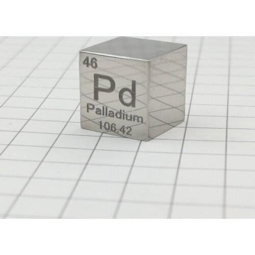 MIRROR POLISHED Palladium Metal 10mm Density Cube 99.95% Pure for Element Collection