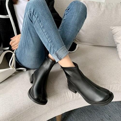 2021 Autumn Winter Chelsea Women Short Boots Women Platform Genuine Leather Ankle Black Boots High Quality Waterproof Boot Shoes