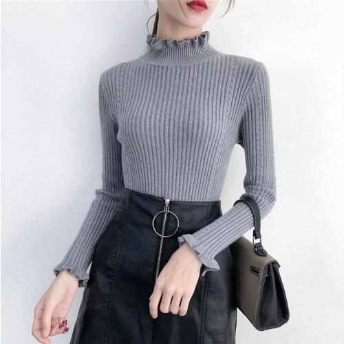 Women Spring Autumn Style Knitted Sweater Pullovers Lady Casual Solid Color Turtleneck Long Sleeve Pullovers Tops ZZ0069