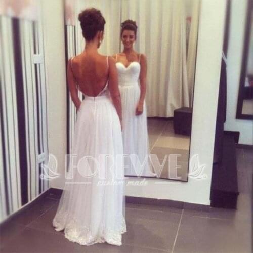 Elegant White Lace Evening Dress 2019 Sweetheart Backless Chiffon Appliques Formal Party Dresses Vestido De Festa Prom Gown