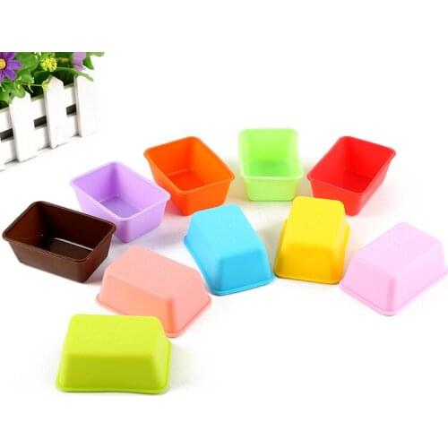 7.5cm 1PCS Rectangle Cake Mold Pudding Grade Silicone Cake Mold/Cupcake Mold /Baking Mould Bakeware DIY Random Color