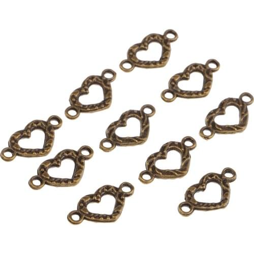 10Pcs Peach Heart Jewelry Connectors DIY Handmade Material Art Accessories