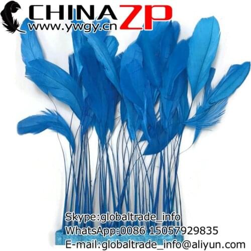 4-6 Inch CHINAZP Factory 10yards/lot Fantastic Birthday Accessories Dyed Blue Stripped Rooster Tail Feathers Trim
