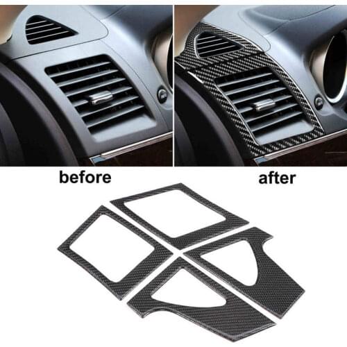 4Pcs Dashboard Air Vent Cover Outlet Trim Left/Right Carbon Fiber Fit for Mitsubishi Lancer 2008 2009 2010 2011 2012 2013-2016