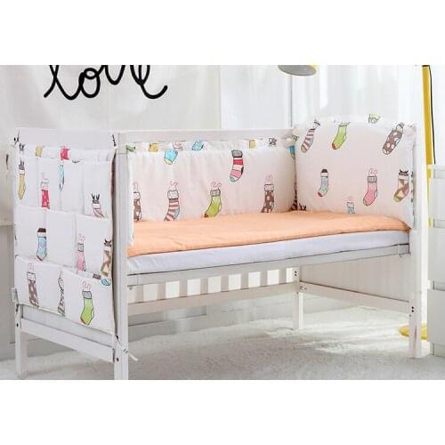 5PCS Cotton Crib Bed Linen Baby Bedding Set Crib Bedclothes baby crib bedding set cot sheets cuna crib bumper,(4bumper+sheet)