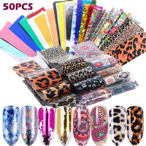 50 Pcs Designs Nail Sticker Women Face Geometric Nail Art Water Transfer Decals Sliders Flower Leaves Manicures Decoration