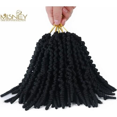 8 Inch Crochet Hair Spring Twist Synthetic Braiding Hair Extensions Black Color Hair Extensions For Women