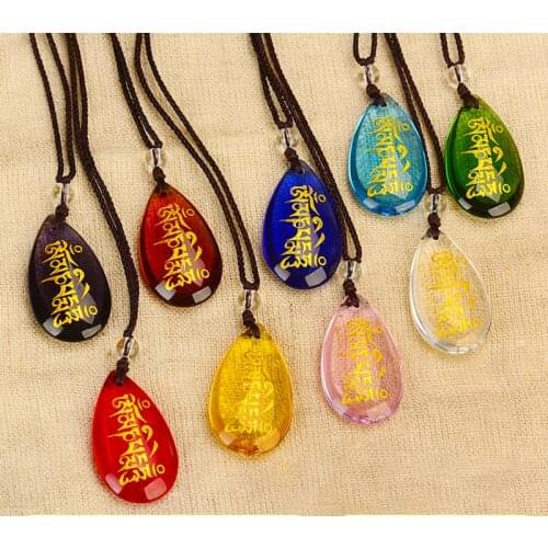 9P Greco-Buddhist pocket travel Exorcise evil spirits Almighty talisman GUANYIN Om mani padme hum Mantra crystal Pendant Amulet