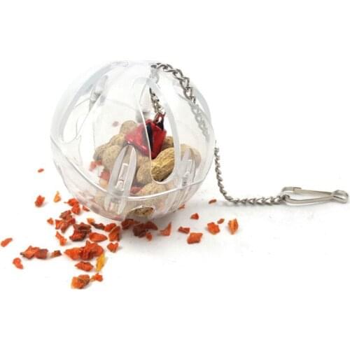 Birds Toys Parrots Ball Toys Hanging Feeder Ball With Chain Cage Pendant Birds Intelligence Foraging Ball Toys Bird Suppliers