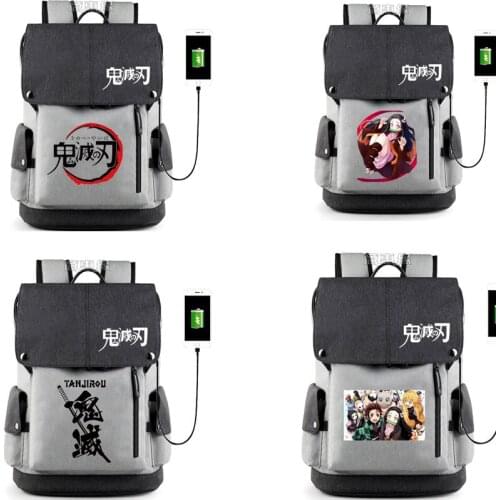 Anime Demon Slayer: Kimetsu no Yaiba backpack Kamado Tanjirou Nezuko bags shudent schoolbag USB travelling bag