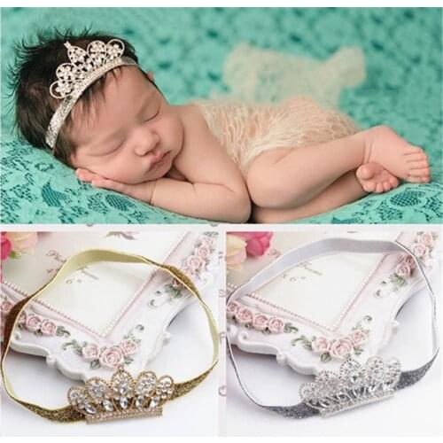 Balleen Shiny Pearl Crystal Crown Childrens Headband Baby Girls Princess Hair Accessories Newborn Photography Props Headwear