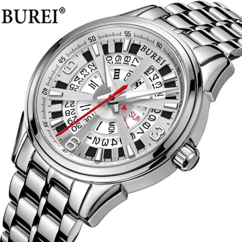BUREI Brand Fashion Mechanical Watch Man Luxury Waterproof Calendar Business Casual Automatic Wristwatch Clock Relogio Masculino