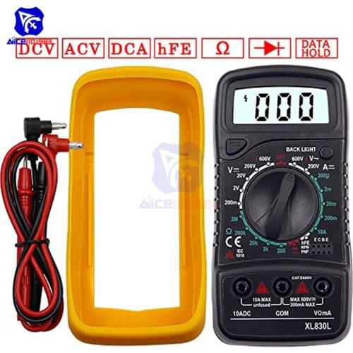 XL830L Backlight Digital LCD Multimeter Voltmeter Ammeter AC DC Diode Resistence OHM Volt Tester Test Current Data Hold