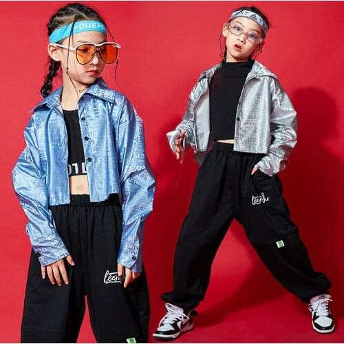 Kids Performance Hip Hop dancing Clothing Crop Top Jacket Tank Top Streetwear Jogger Pants for Girls Jazz Dance Costume Clothes